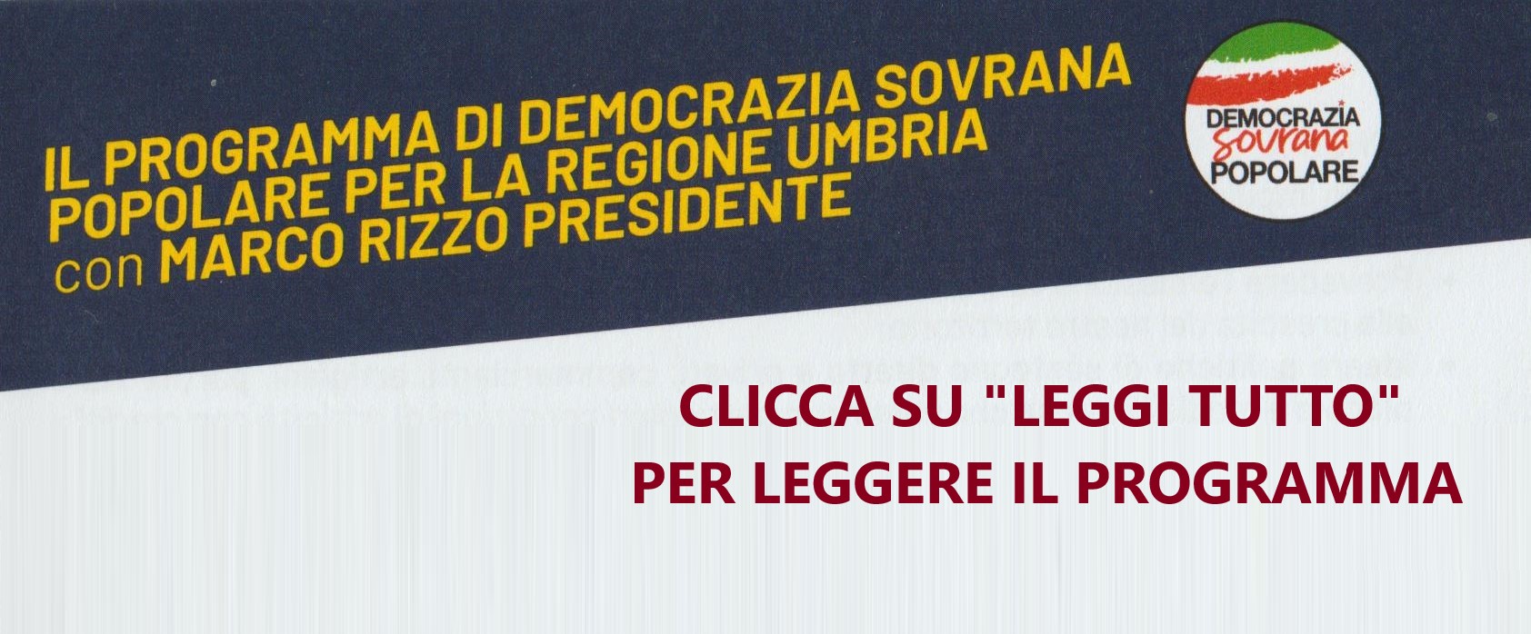 ELEZIONI REGIONALI UMBRIA - IL PROGRAMMA